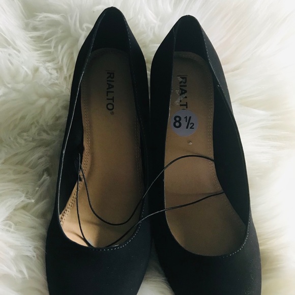 Rialto Shoes - - Rialto faux suede black wedge shoes, new!